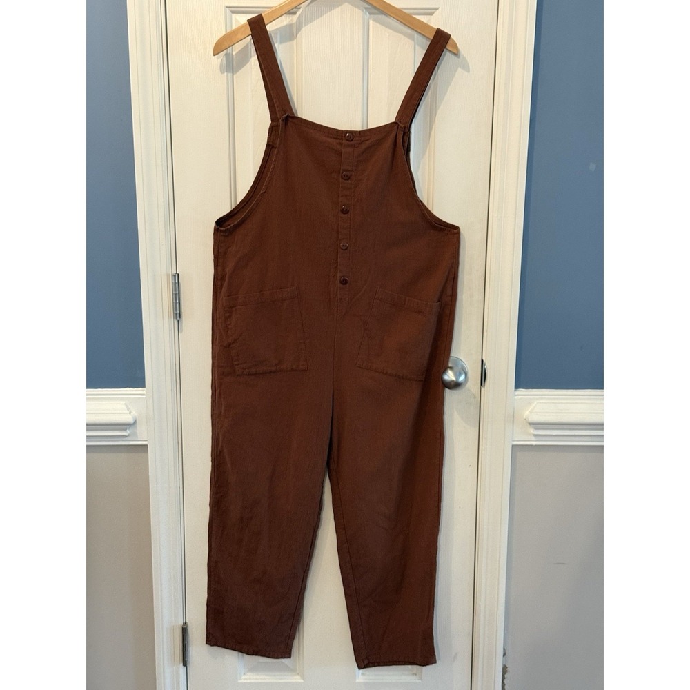 Zanzea Brown Wide Leg Gaucho Romper 100% Cotton Pockets Size Small Langelook